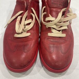 Maison Martin Margiel Red Low-Top Sneakers with Cream Laces